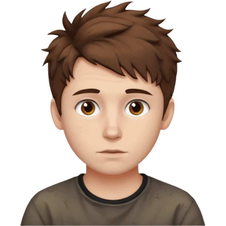 Create an emoji of YouTuber DavidMC's face - he has hair with short sides but a messy top, it is brown. It is not super curly and he has white skin emoji