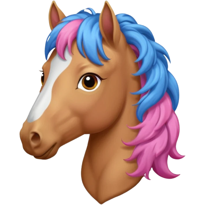  horse with curly and blue pink hair front angel  emoji
