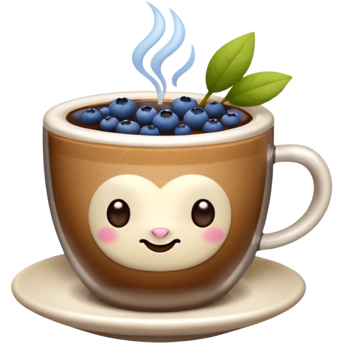 Slow brew coffee with blueberry flower design in a cup emoji