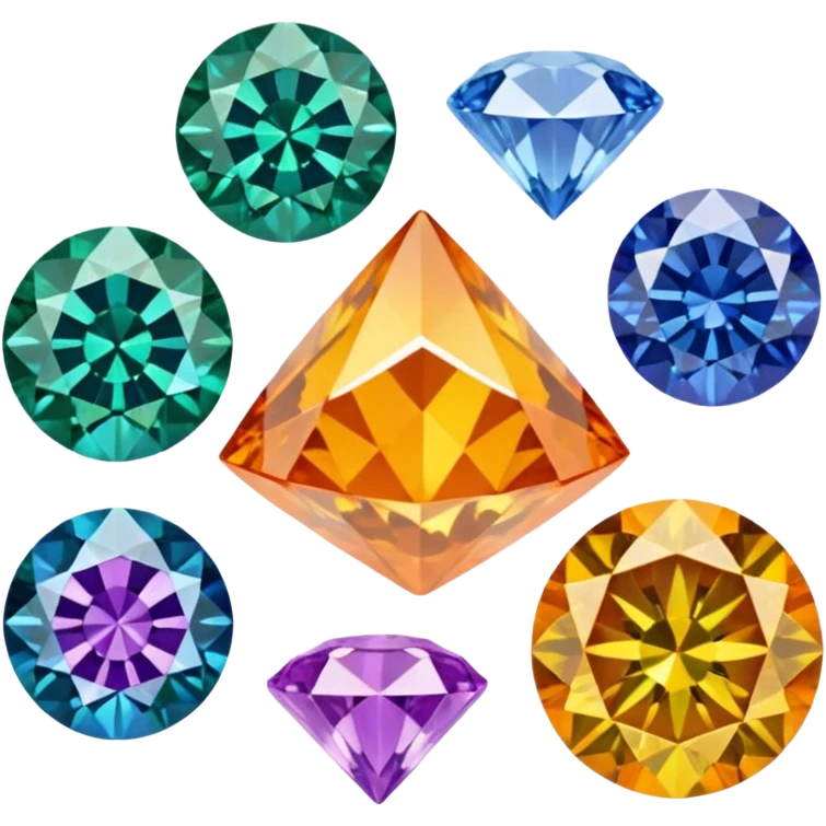 orange, green , yellow , blue and purple diamond emojis (all seperate) emoji