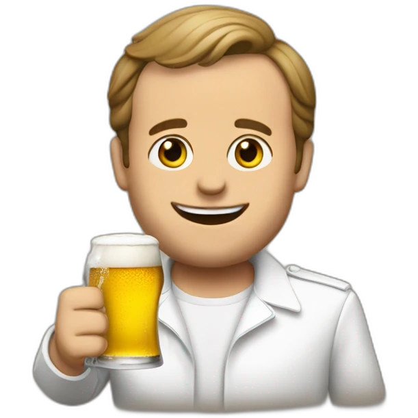 Macron with a bier emoji