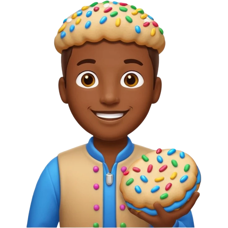 Frosted Cookie Man with sprinkles emoji