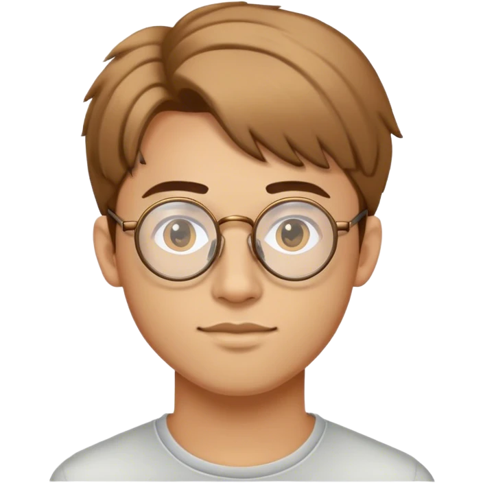 generate head of 25 years old man , programmer with circles glasses and bronze hairs  emoji