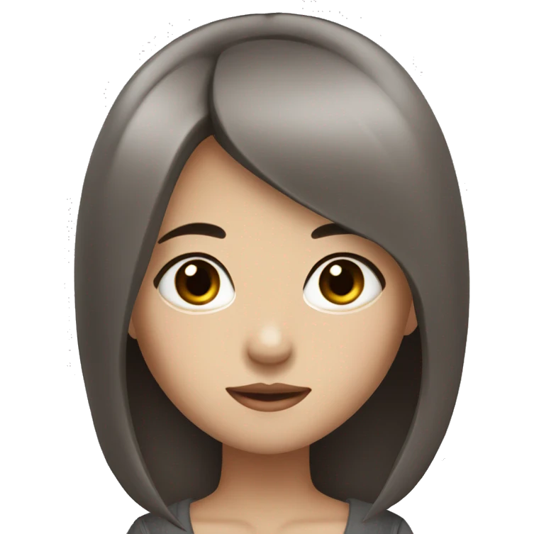 Asian girl with dark brown hair and dark brown eyes pretty emoji