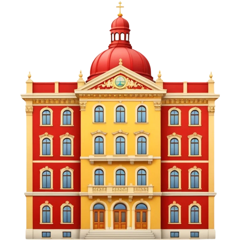 classic Stockholm building, yellow and red emoji