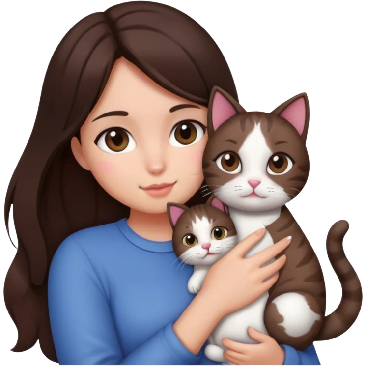 Brunette Girl holding cat emoji