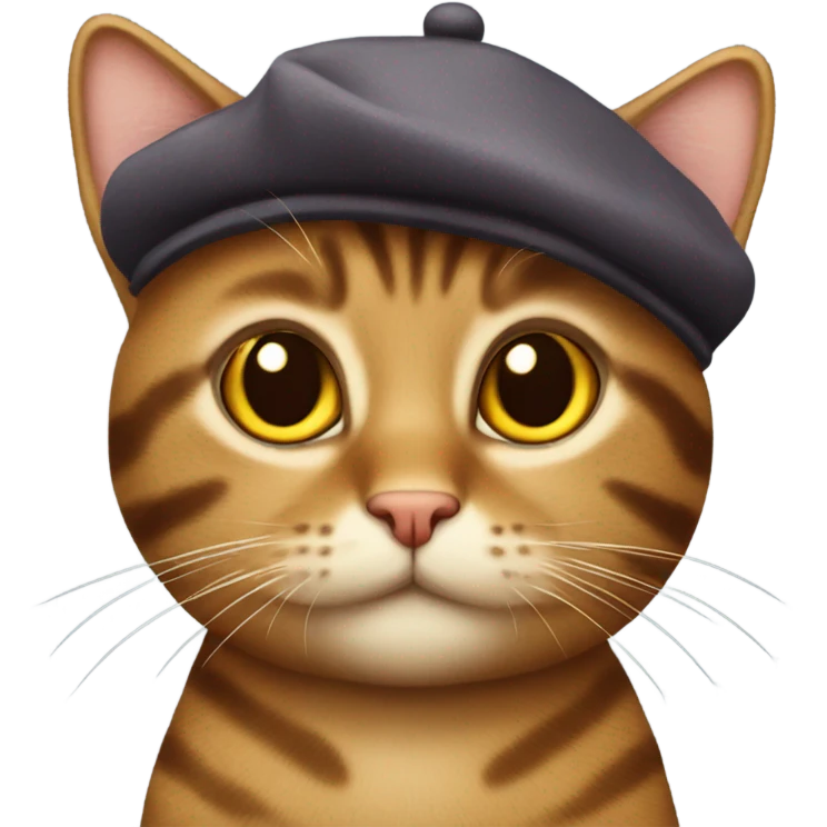 Brown tabby cat with a beret emoji