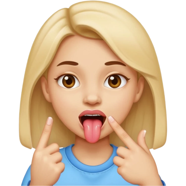 fille doigt entre les dents tire la langue emoji