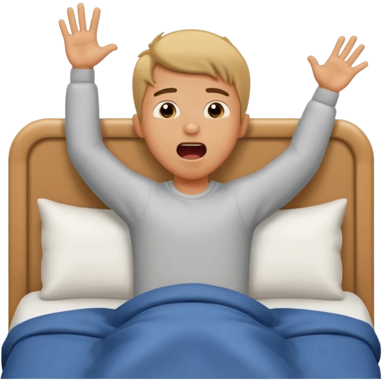 emoji- of a stretching boy waking up in bed emoji