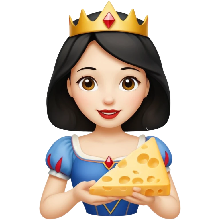 Happy Snow White with triangle cheese emoji