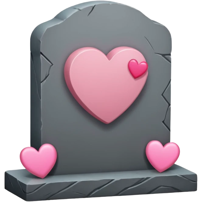 Headstone that says vaeh with pink hearts emoji