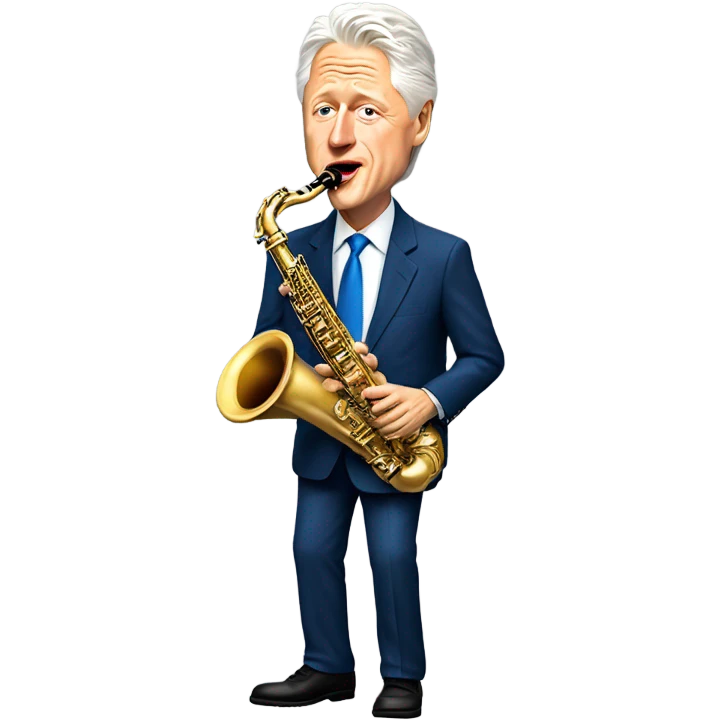 Bill Clinton playing the saxophone ￼ emoji