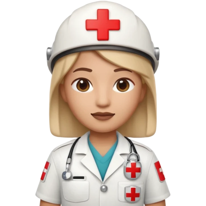 Apple Memoji-style 3D emoji of a paramedic with a red cross badge and medical kit, rounded shapes, soft shading, no background.
 emoji