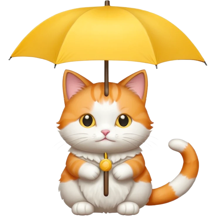 The cat is holding a yellow umbrella. emoji