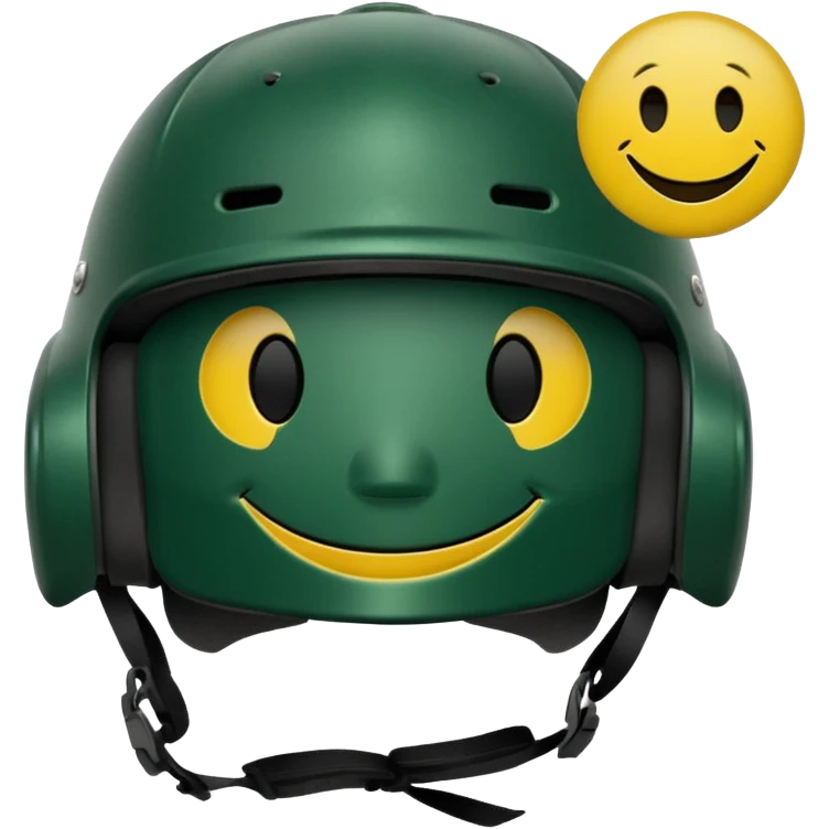 dark green skater helmet with smiley stickers emoji