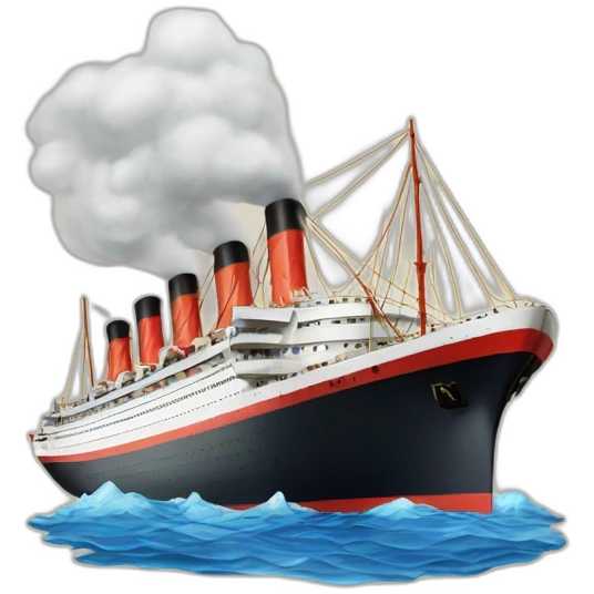 french ocean liner "le France" with 2 big red chemneys emoji