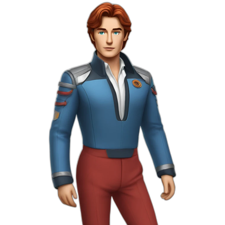 Alain delon exotic space outfit blue eyes red hair full body emoji