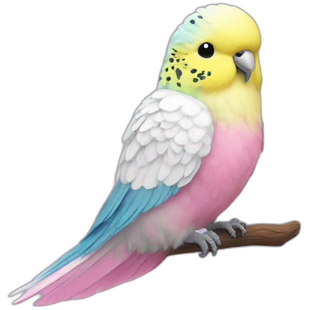 feather white, feet pink budgie emoji