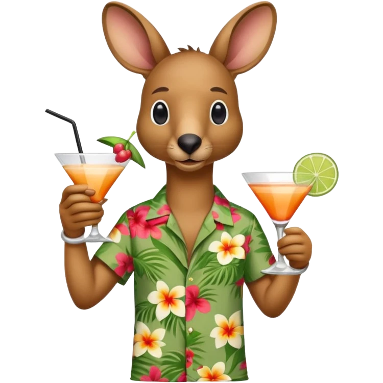 Kangaroo with Hawaii shirt and coctail emoji