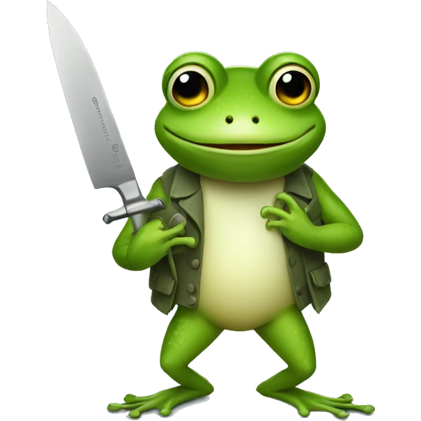 The frog holds a knife. emoji