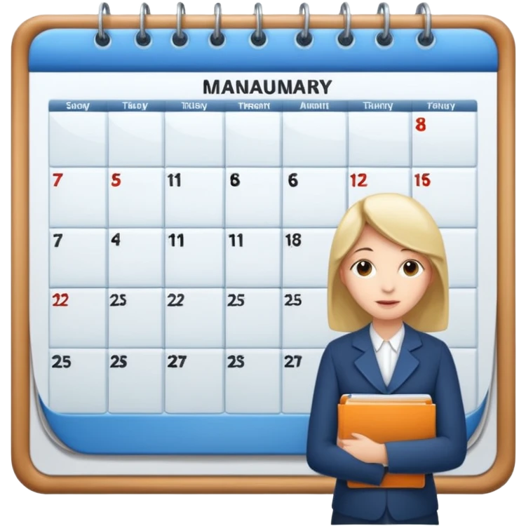  A person standing behind a large calendar or planner, representing scheduling or appointment management. emoji