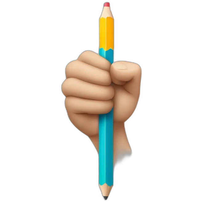 hand holding a big pencil in fist emoji
