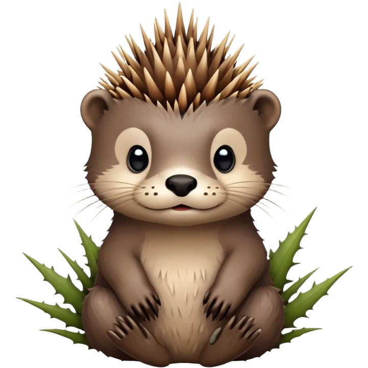 really cute confused otter face with asymmetric spiky thorny wooden bramble wrapped on the top of its head only, no leaves emoji