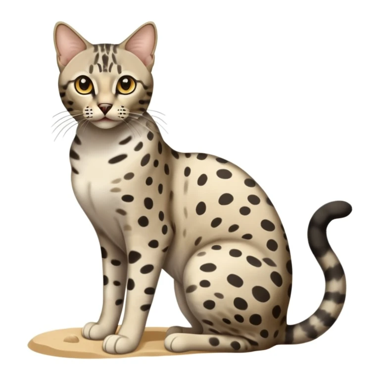 Egyptian Mau cat full body sitting with desert background emoji