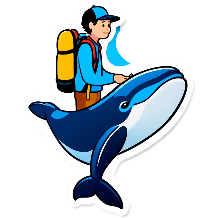 Whale with Backpacker emoji