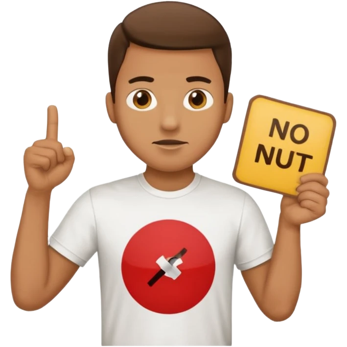 man holding sign that says No Nut August emoji