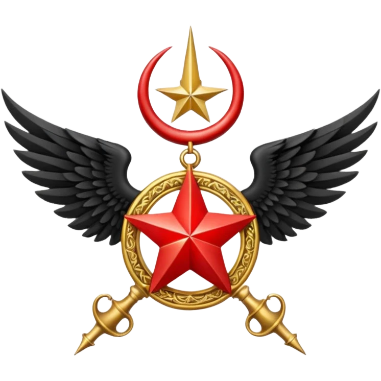 Holy Emblem with black wings and horn and red star in the middle emoji