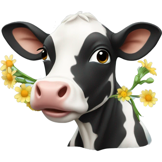 Baby cow eating flowers emoji