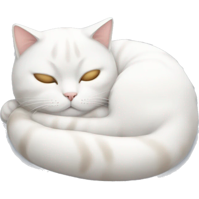 A white curled up cat napping emoji