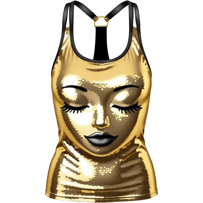 halter neck tank top with gold and silver sequins emoji