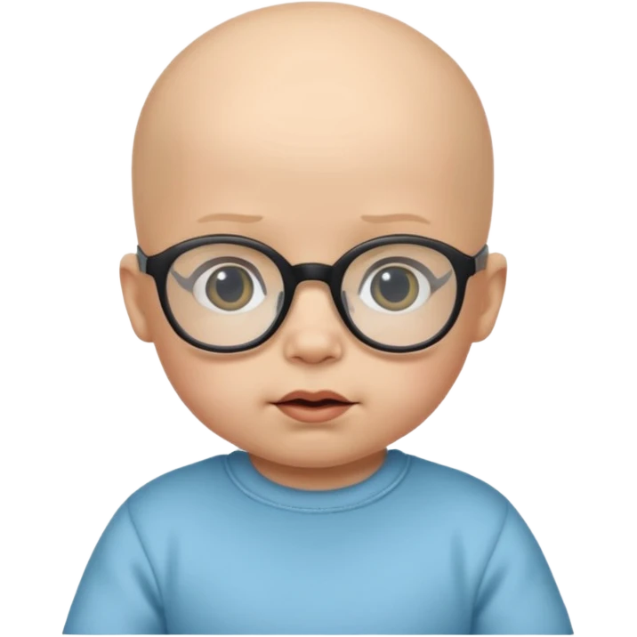 bald baby with black glasses emoji