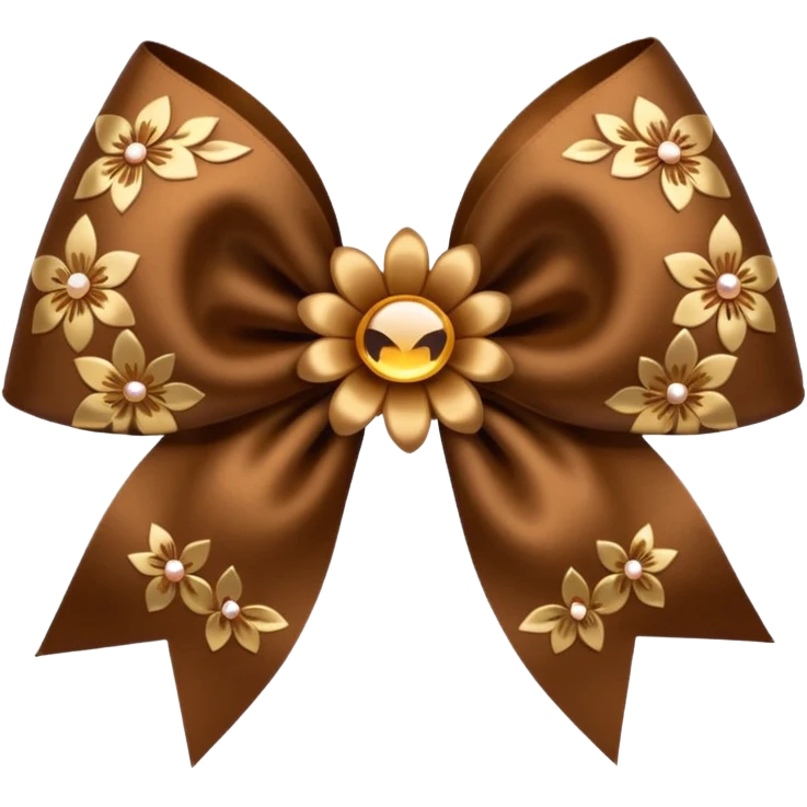 brown flower bow with glitter emoji