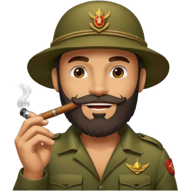 brauny bearded cool jungle commando smoking a cigar with a grin emoji