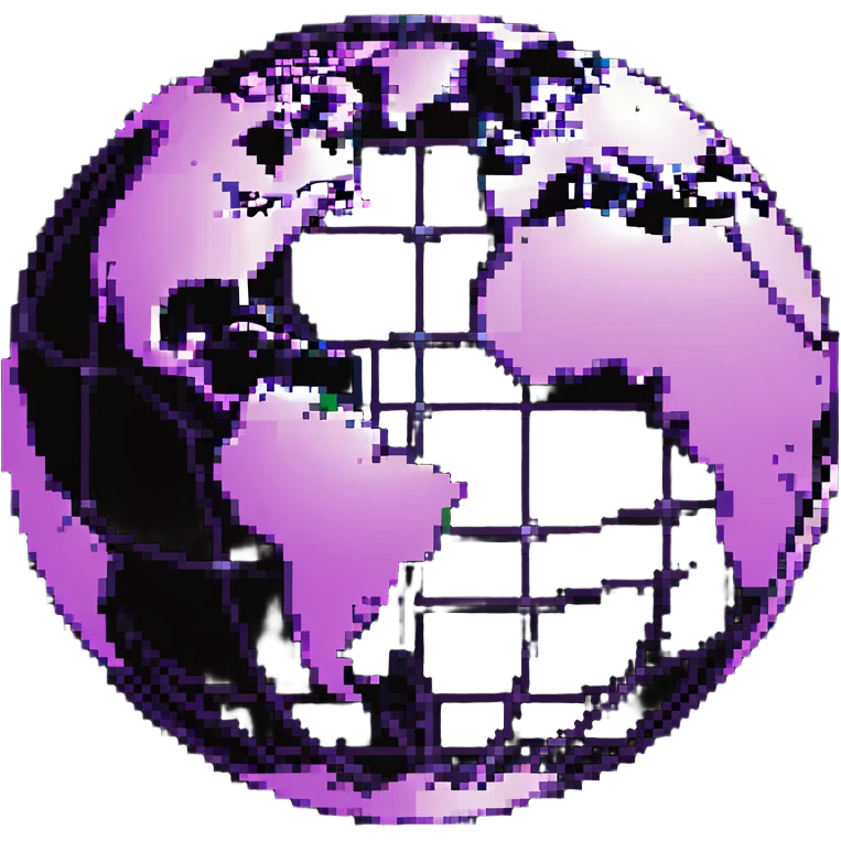 world globe with a connected network, purple and light pink colors emoji