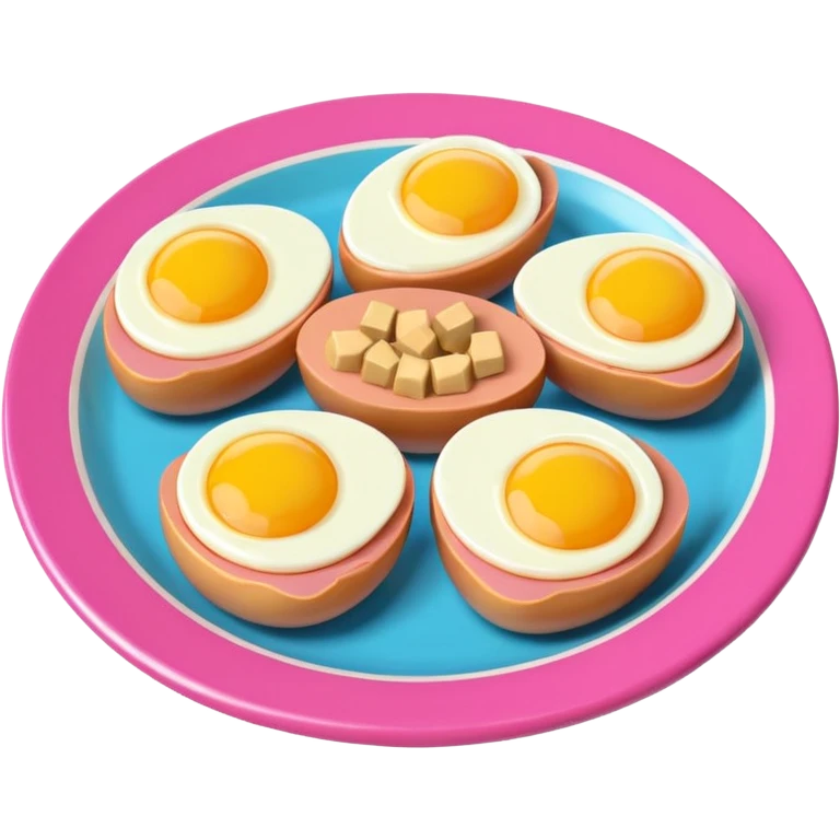 Toki Doki kawaii SPAM and eggs plate sculpture art emoji