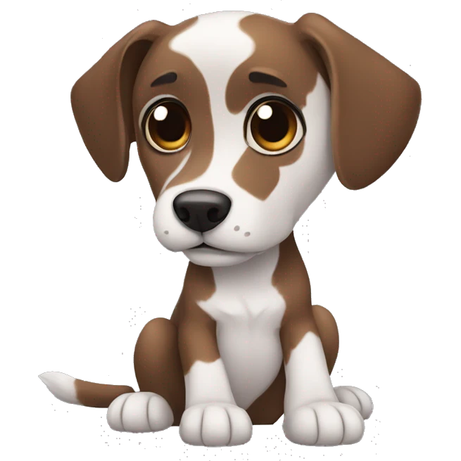 dog, black, paw white and chest white, big brown eyes emoji