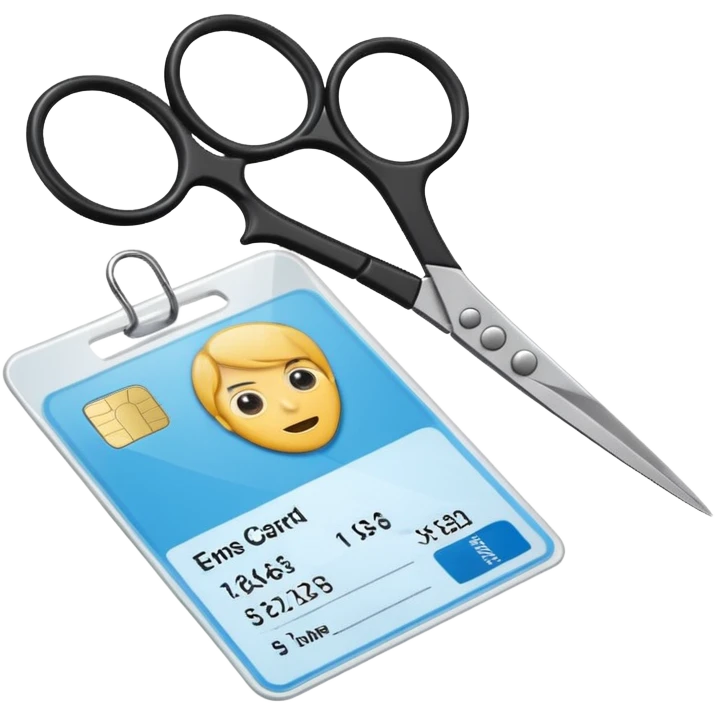 Scissors cutting ID card emoji