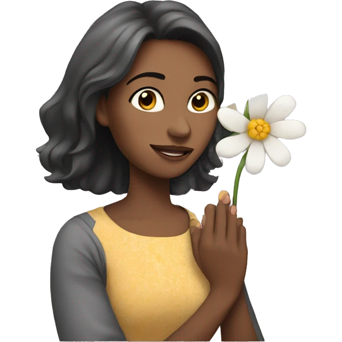 Mujer con una flor en la mano emoji