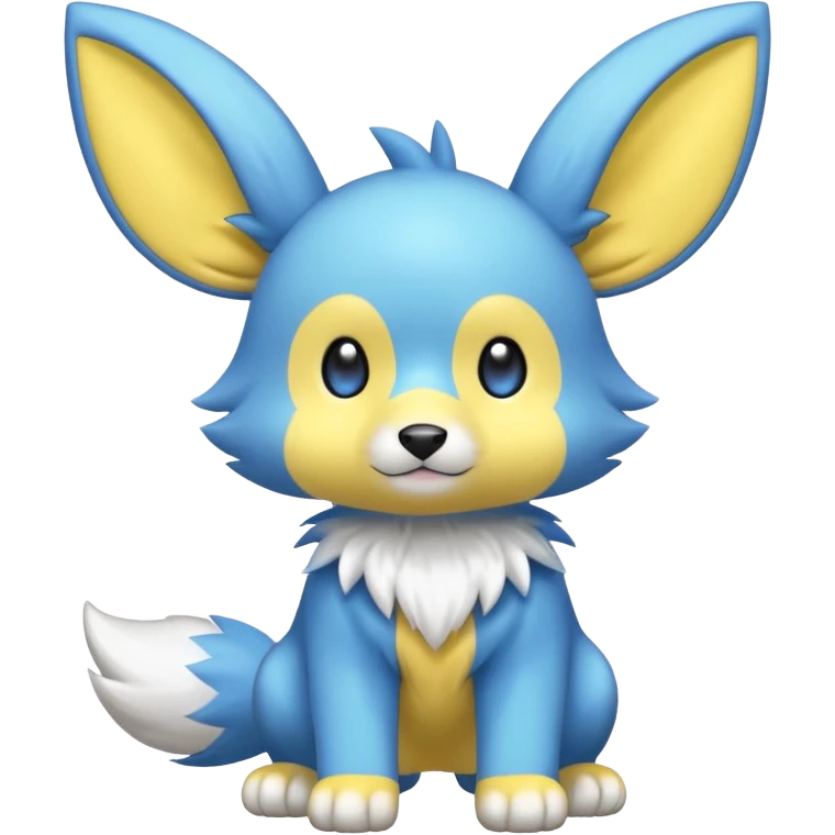 Cute cool blue yellow animal-Electrike hybrid Fakemon full body emoji
