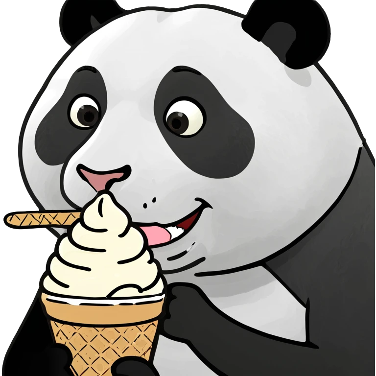 Panda eating ice cream emoji