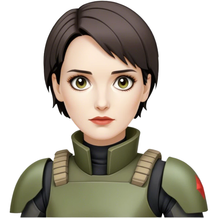 winona ryder as short haired mercenary android emoji