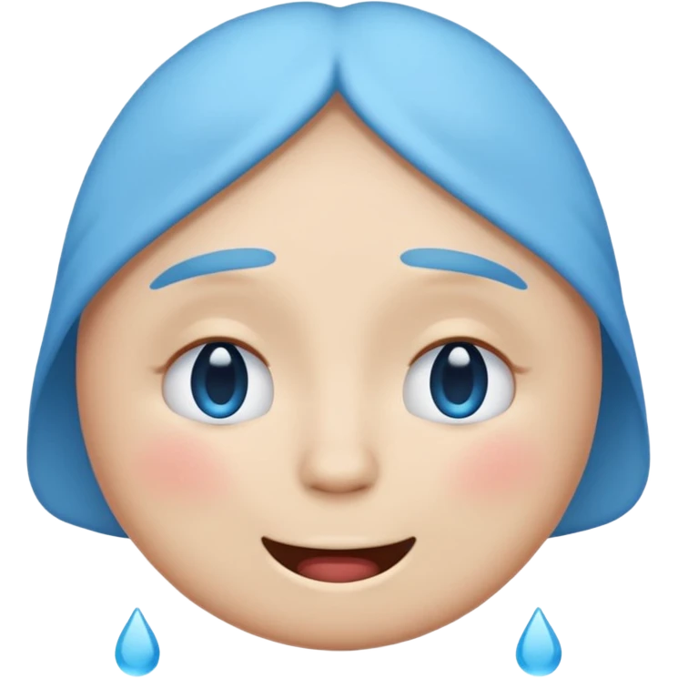 Pleading Face emoji, smiling with closed eyes and two large blue tears—iOS style. emoji