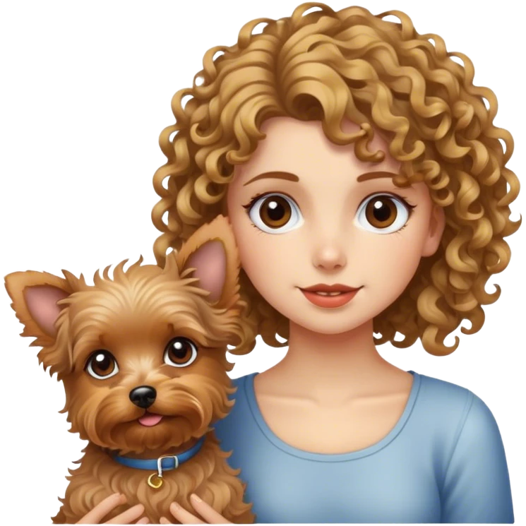 Hot dog girl curly and yorkie dog emoji