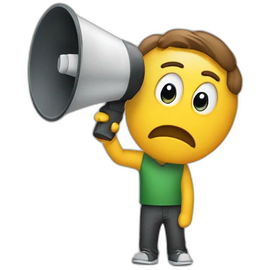 Shrugging man emoji with megaphone emoji