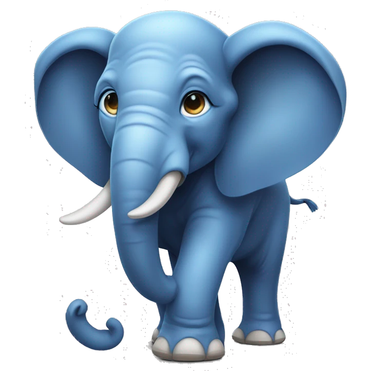 create a realistic image of a strong, blue-eyed elephant, mascot of Atletica Maximus emoji