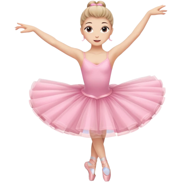 A graceful ballerina in a pink tutu, spinning lightly with arms curved elegantly.
 emoji